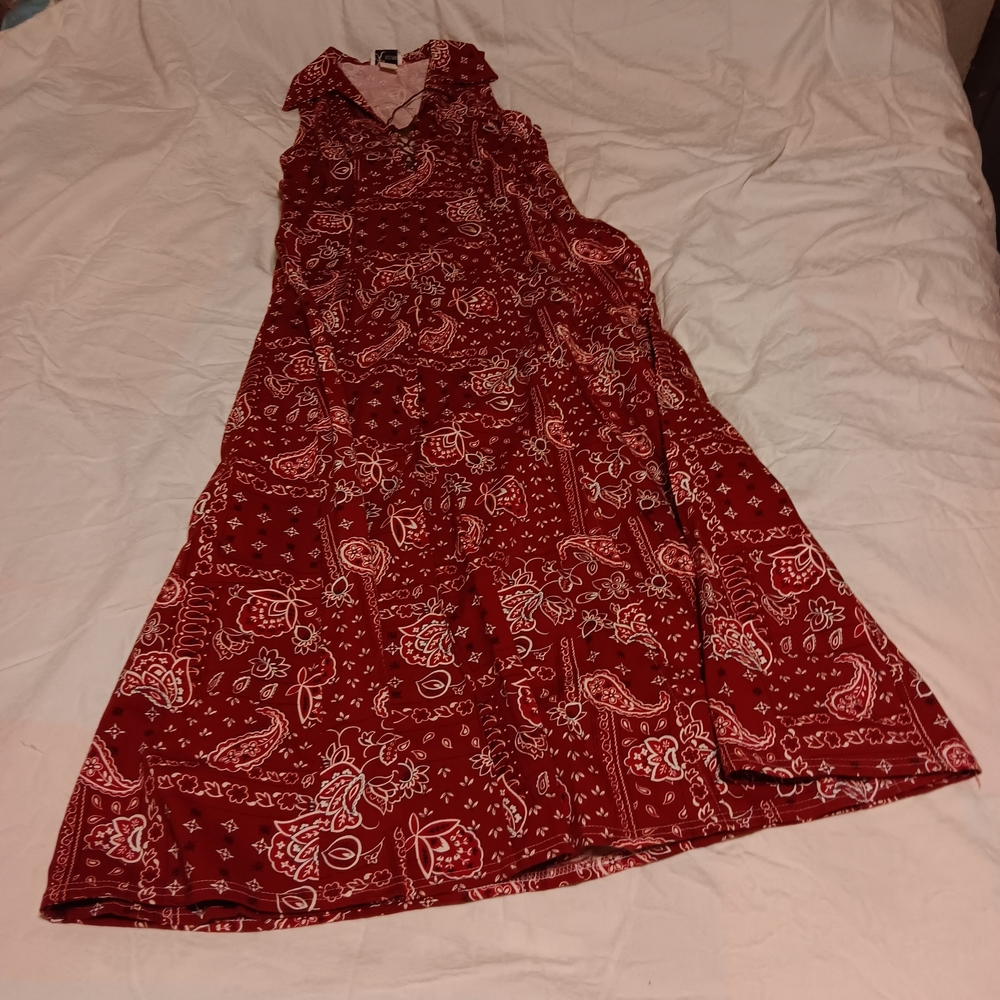 Vintage Red Paisley🧸 Print Women's Dress